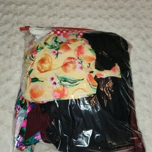 Floral and Solid Peach Spandex Nylon Scrap Fabric Lot